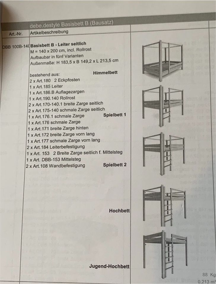 De Breuyn debe destyle Massivholz Hochbett/Jugendbett in Haan