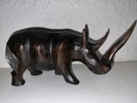 Afrikanisches handgeschnitztes Nashorn Skulptur Figur Holz Rhino Berlin - Mahlsdorf Vorschau