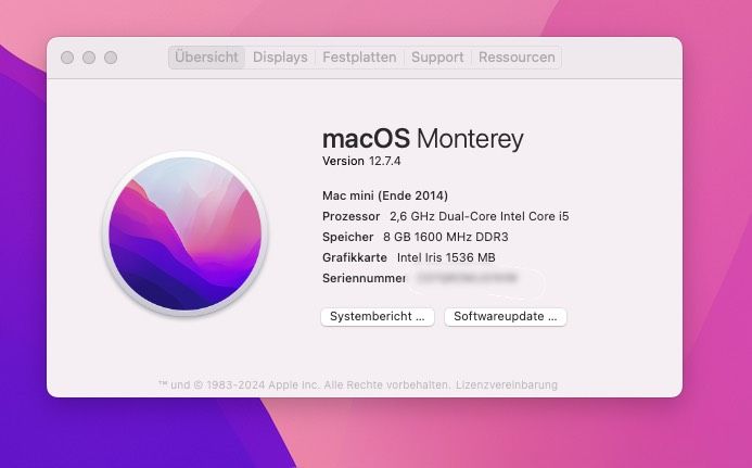 Apple Mac Mini (Ende 2014) i5, 8GB, 1TB Fusion, Monterey in Hasselroth