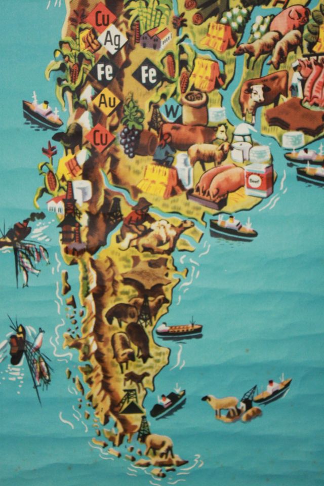 Historische Karte, Südamerika, Wirtschaft und Verkehr, 90 x 117 in Lenningen