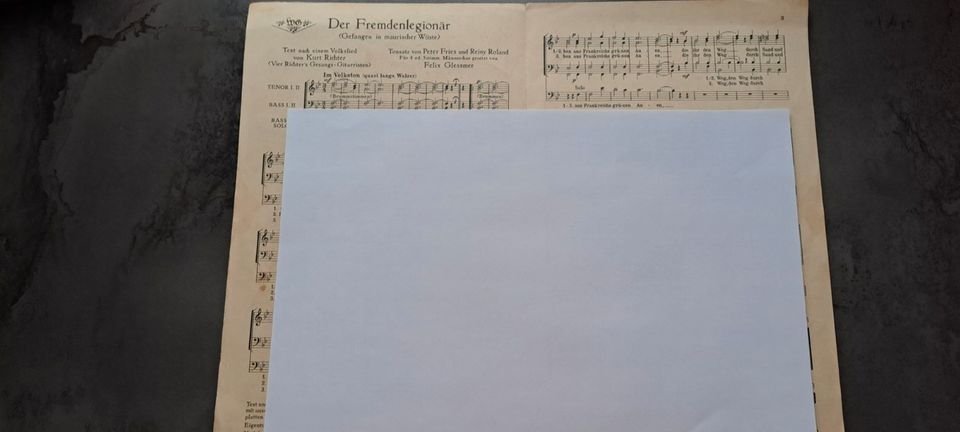 DDR Der Fremdenlegionär antike Blatt Partitur Musik Noten Text in Wirges  