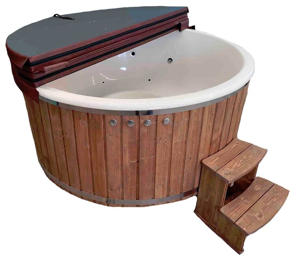 Whirlpool Badezuber mit Außenofen GFK komplett Set Hottub 200 Ø in Hüllhorst