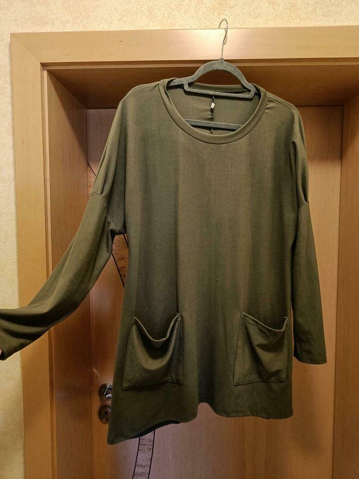 Langer Pullover 3/4ärmel  40/42 L/XL Khaki in Langquaid