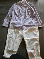 7/8 Hose weiss und Bluse weiss / flieder gestreift Gr. 50 Nordrhein-Westfalen - Minden Vorschau