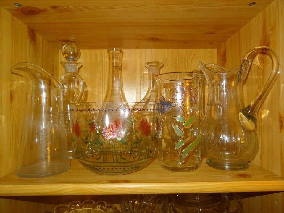Crystallglas Karaffen Bowle Set Gläser Vasen Antikes Porzellan in Ellerau 