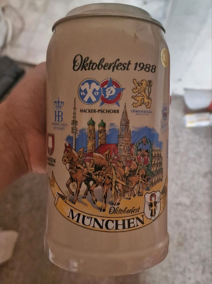 Oktoberfest 1988 Stein-Bierkrug mit Deckel in Reichertshofen