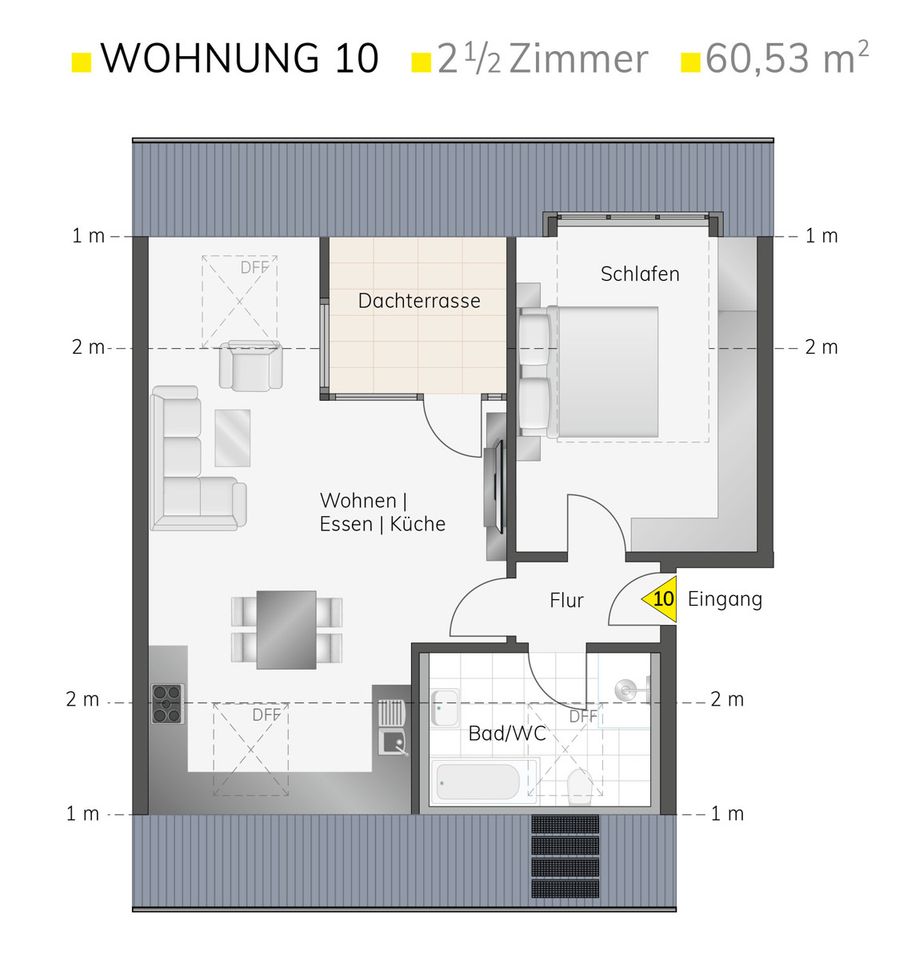 ** Sichere Kapitalanlage** Moderne 2,5-Zimmer-Dachgeschosswohnung mit Dachterrasse in Esslingen