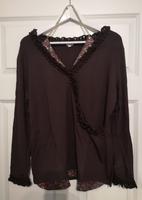 Heine Shirt Langarmshirt Longshirt Spitze braun Glitzer XXL 46 Niedersachsen - Moormerland Vorschau