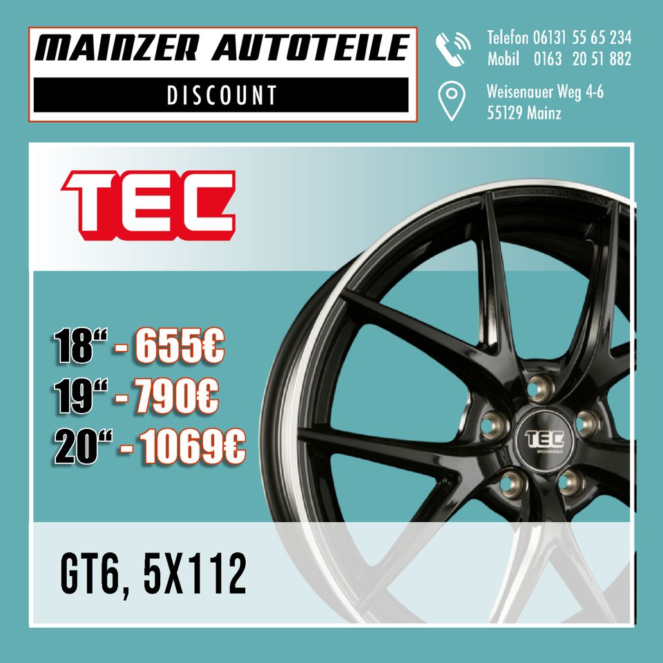 Alufelgen Tec Speedwheels 5x112 18 19 20 Zoll VW AUDI MERCEDES in Mainz