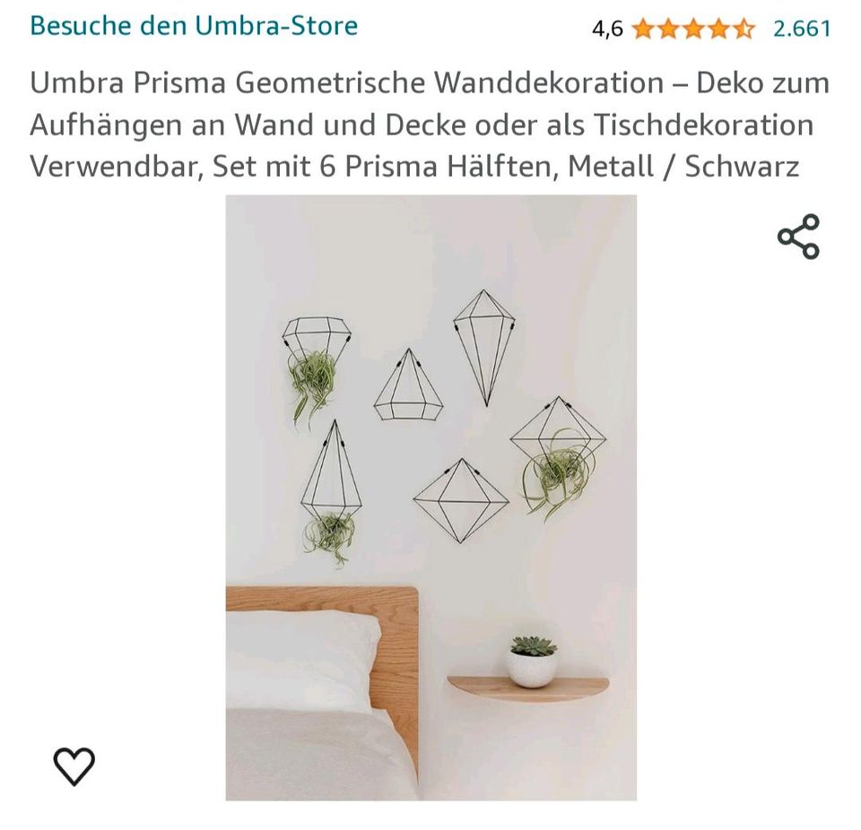 Umbra Deko Wanddeko Hängedeko Prisma schwarz in Wilnsdorf