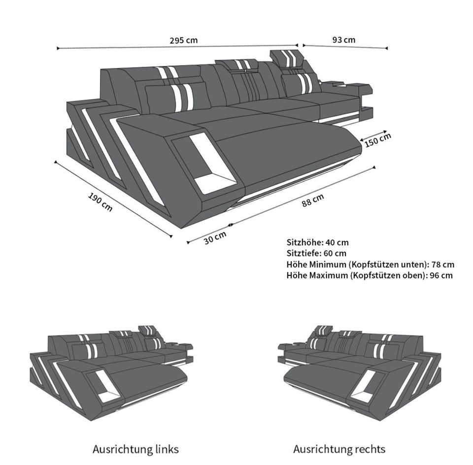 Sofa Dreams Apollonia Ecksofa SITZHEIZUNG LED USB BETT/Schlaffktn in Hildesheim
