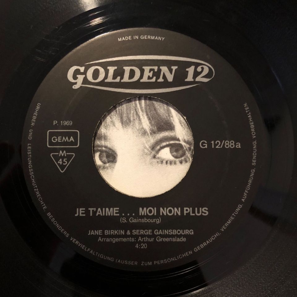 JANE BIRKIN Je Taime moi nin plus Serge Gainsbourg 7' Single 1969 in München