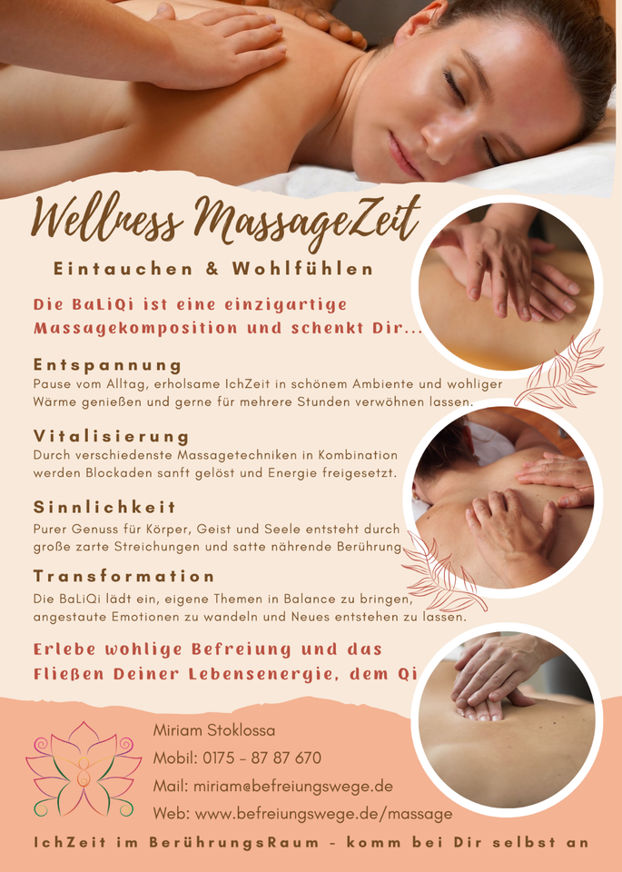 BaLiQi Wellness Massagen - einzigartig, erstklassig, Genuss pur in Schwabach