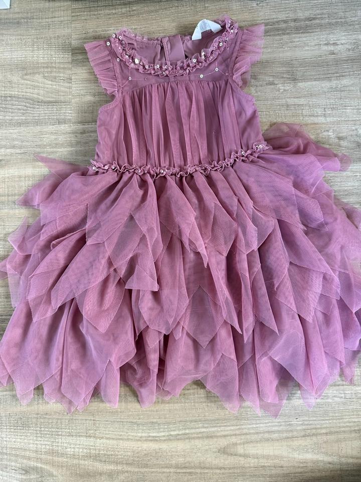 H&M Tüllkleid mit Pailletten kurzarm altrosa Gr.98 in Knittlingen