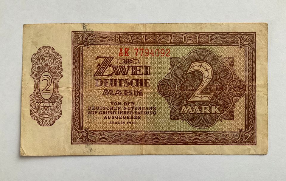 DDR Geldschein 2 Deutsche Mark - 1948 - Original!! in Stralsund