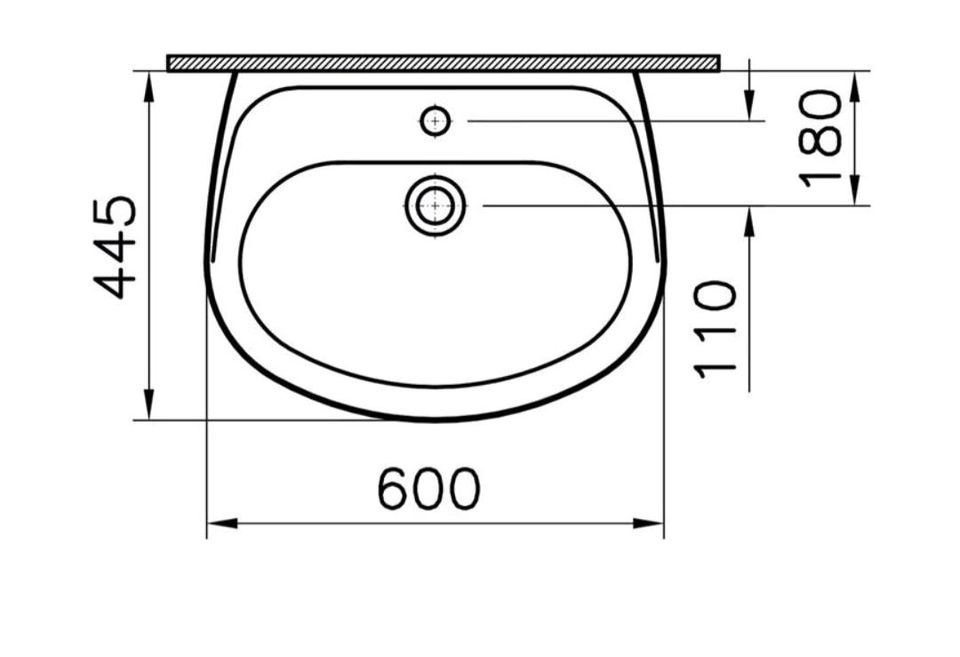 Vitra Norm Waschtisch / Waschbecken 60cm mit Hygiene Glasur weiß in Kulmbach