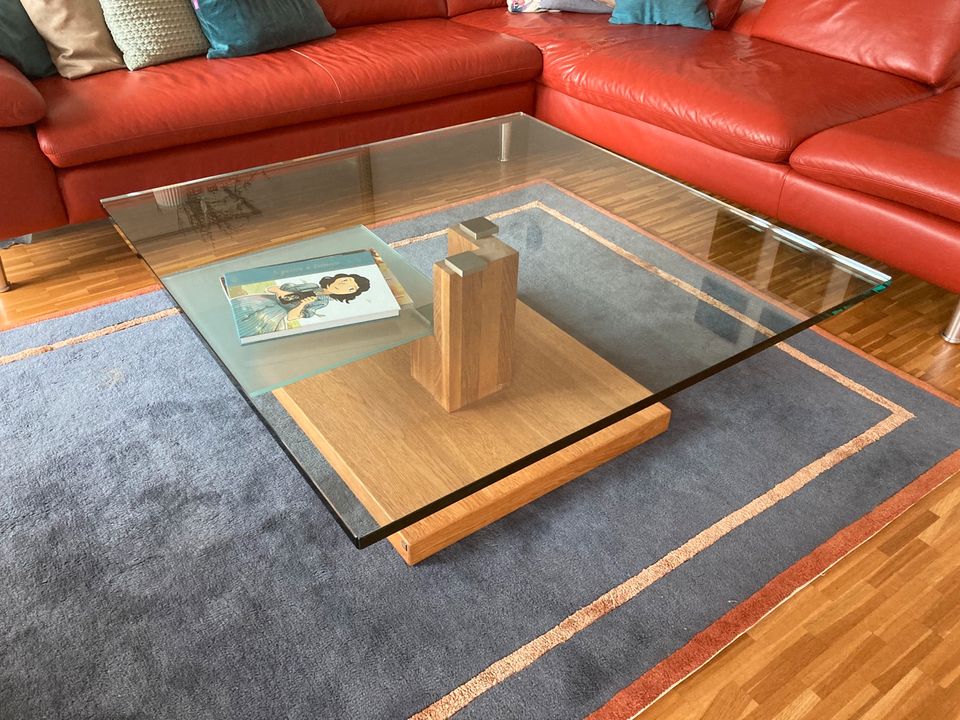 Couchtisch Eiche Glas 100 x 100 cm in Uffenheim
