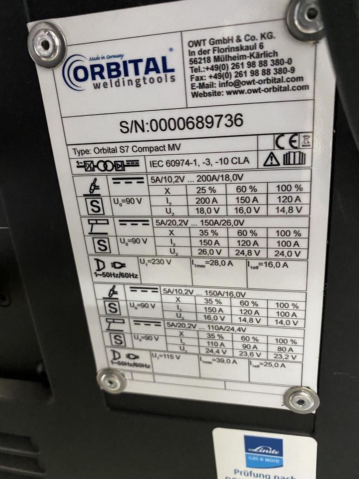 Orbitalschweißmaschine Orbital S7 Compact MV in Dortmund
