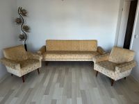 60er Retro vintage Sofa 2x Sessel Set Gelb Creme Holzbeinen Braun Berlin - Lichtenberg Vorschau