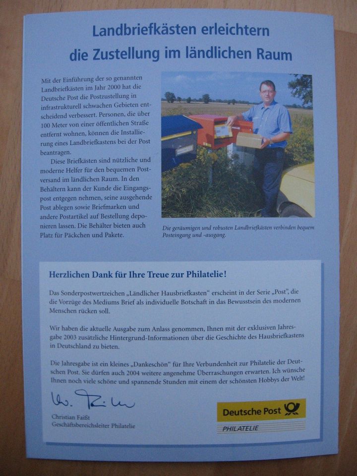 "Ländlicher Hausbriefkasten" Erinnerungsblatt von 2003 in Edewecht