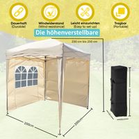 Faltpavillon 2x2 m ink 4 Seitenteile Wasserdicht Partyzelt BEIGE Essen - Stoppenberg Vorschau