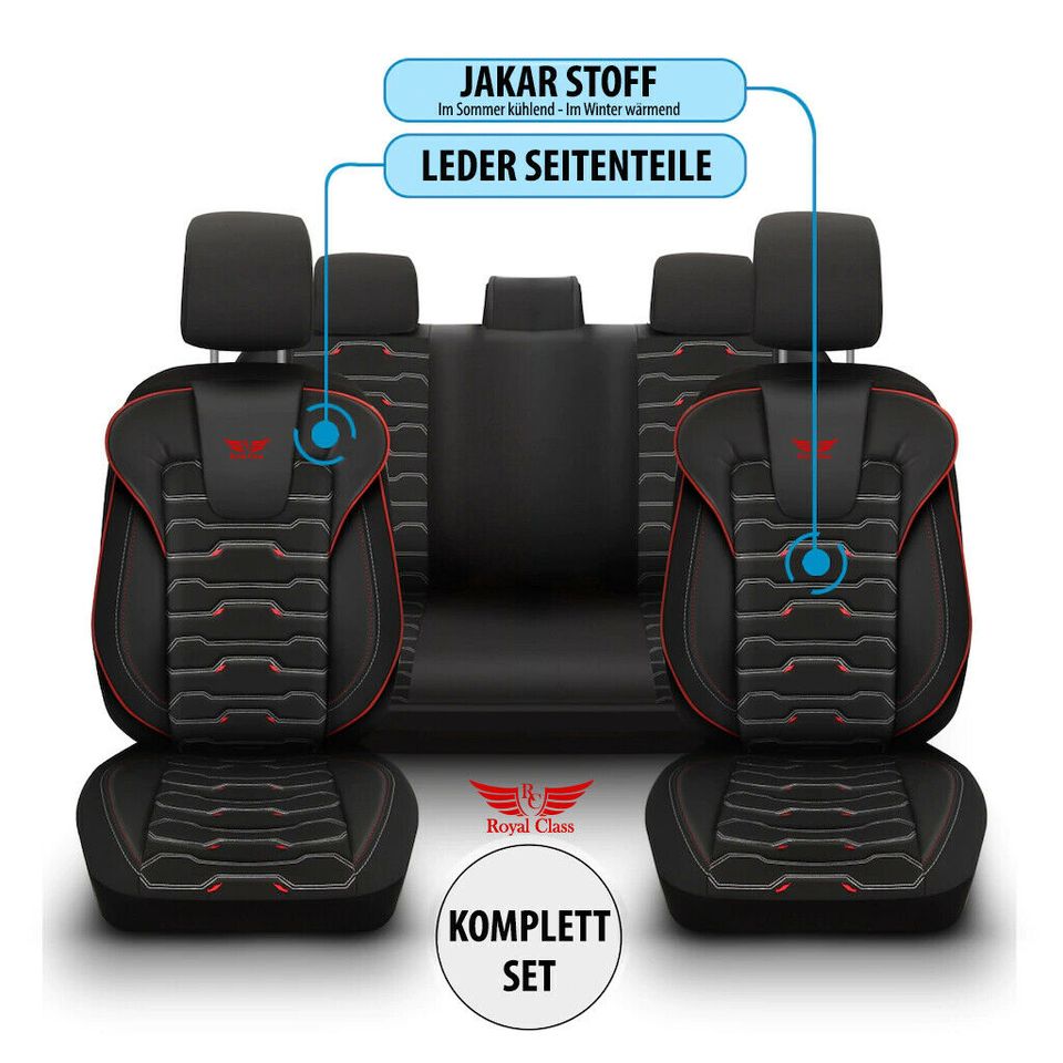 ▷ Sitzbezüge passend für Nissan Juke ab 2010 in Schwarz/Rot Set Paris