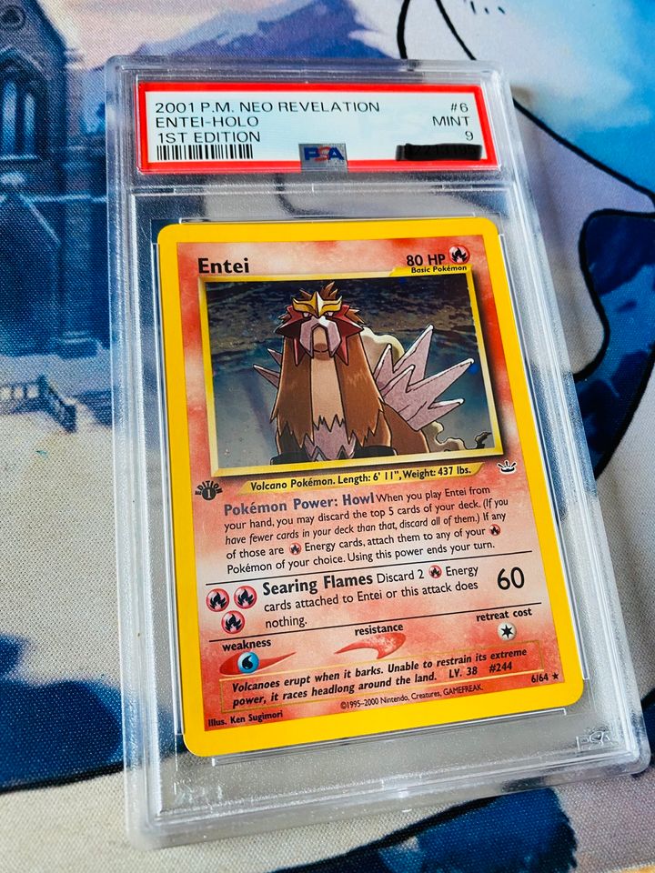 Entei Neo Revelation 1.Edition Holo PSA 9 Mint 6/64 Pokemon EN in Erfurt