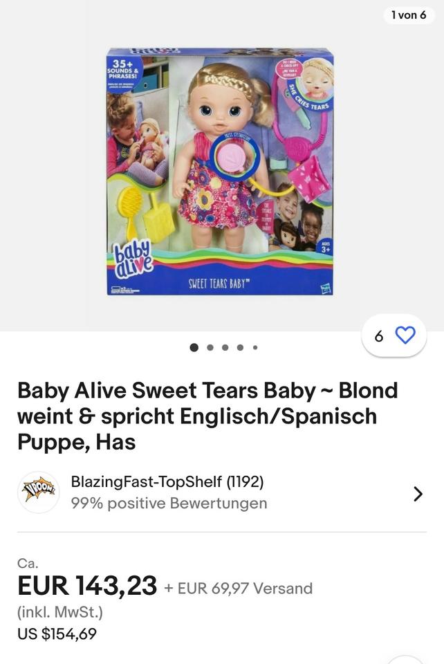 Baby Alive eine Puppe die wirklich spricht trinkt und weint. in Bayern Rottendorf Unterfr Puppen gunstig kaufen gebraucht oder neu kleinanzeigen