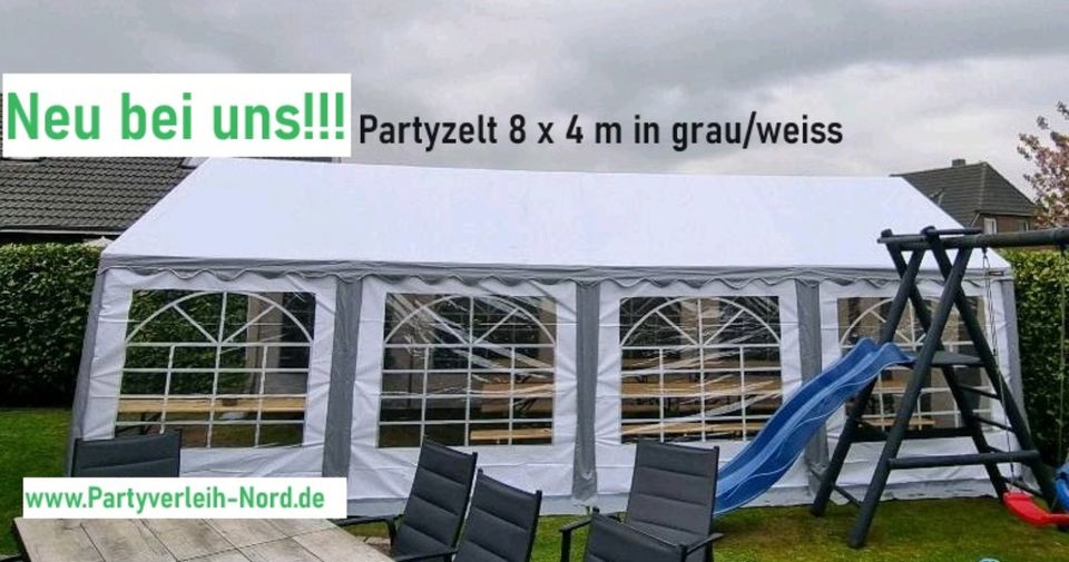 Neu bei uns‼️ Partyzelt 4 x 8 m mieten  / leihen grau/weiss in Immenstedt