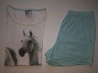 Pyjama Schlafanzug Baumwolle Pferde 170/176 kurz weiß blau Hessen - Villmar Vorschau
