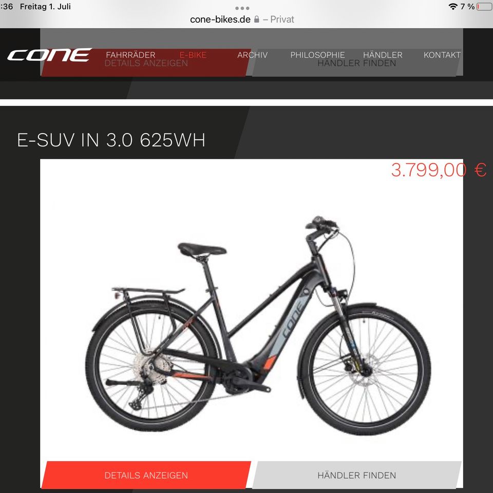 Cone-E-Bike-SUV-Trekking-625 Akku/85NM inkl. Versicherung 03/25 in Passau