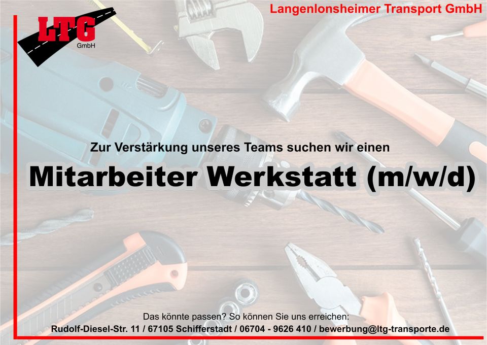 Mitarbeiter Werkstatt (m/w/d) in Schifferstadt in Schifferstadt