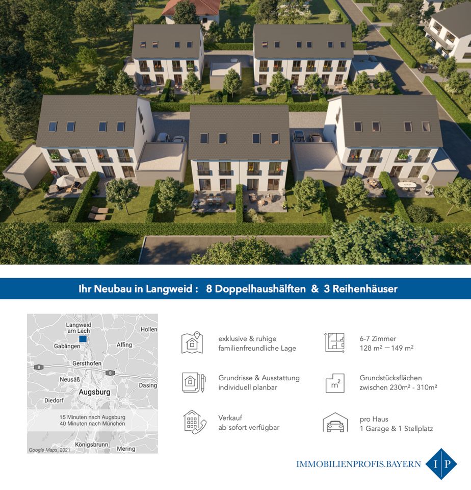 ++ Neubau: 8 Doppelhäuser & 3 Reihenhäuser in Langweid a. Lech - ruhige, familienfreundliche Lage ++ in Langweid am Lech