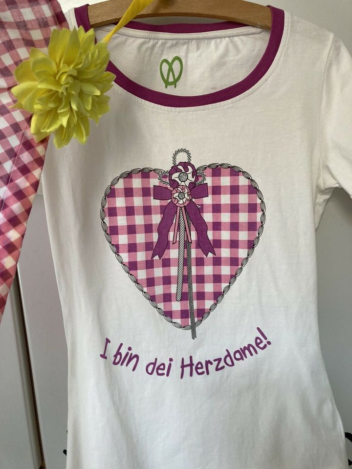 Wies‘n Outfit Dirndl Style  Shirt und Schürze mit ansteckblume in Meiningen