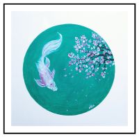 Japanisches Bild mit Kirschblüten&Koifisch, Rund, Feng Shui,40x40 Niedersachsen - Wallenhorst Vorschau