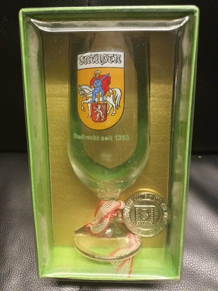 DDR Andenken Glas + Medaille Kreisbriefmarkenausstellung Greussen in Mühlhausen