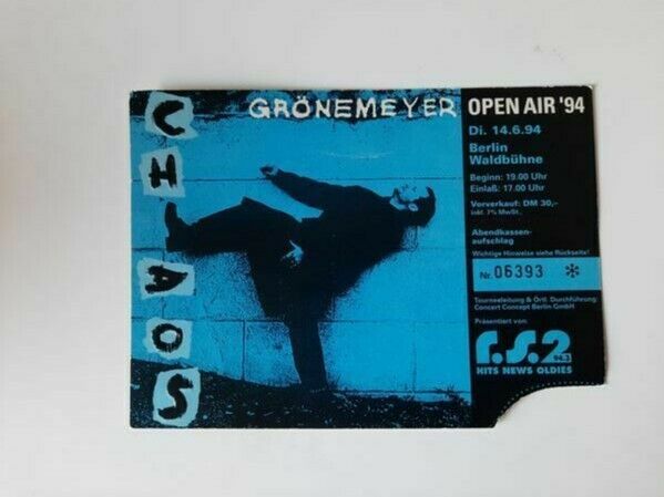6 alte Grönemeyer Tickets (1994-2002) --> Berlin, Paris in Hamburg