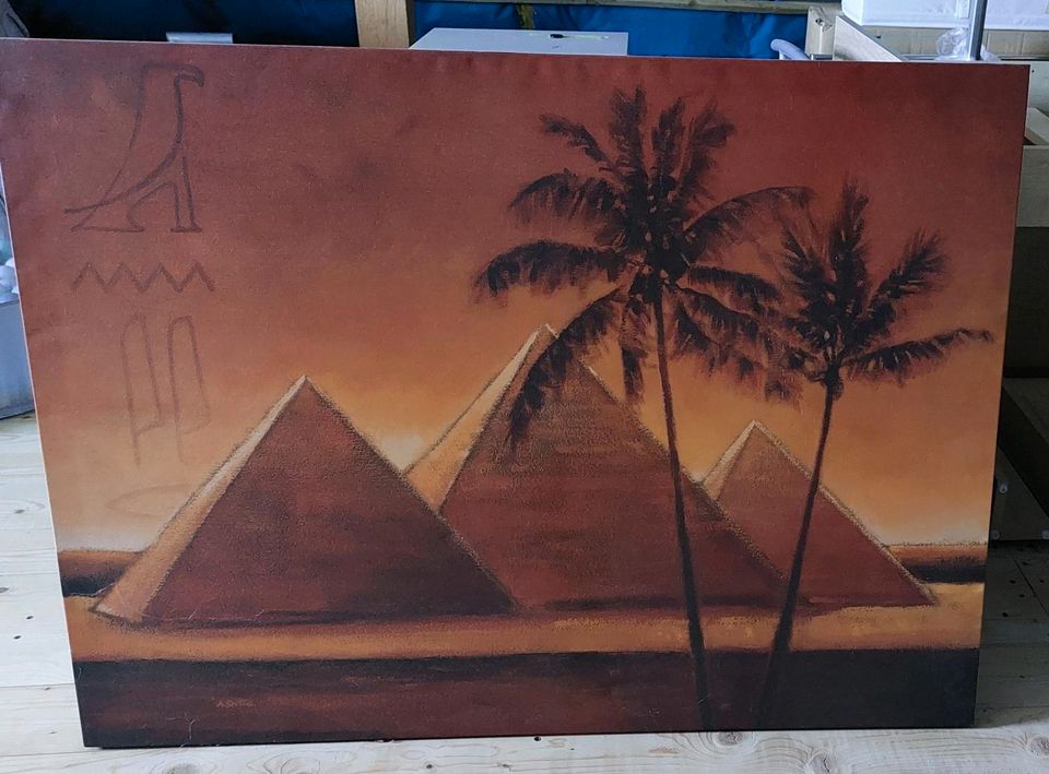 Bild Leinwand Ägypten Pyramiden Palmen Sonnenuntergang 119x88cm in Bad Sulza