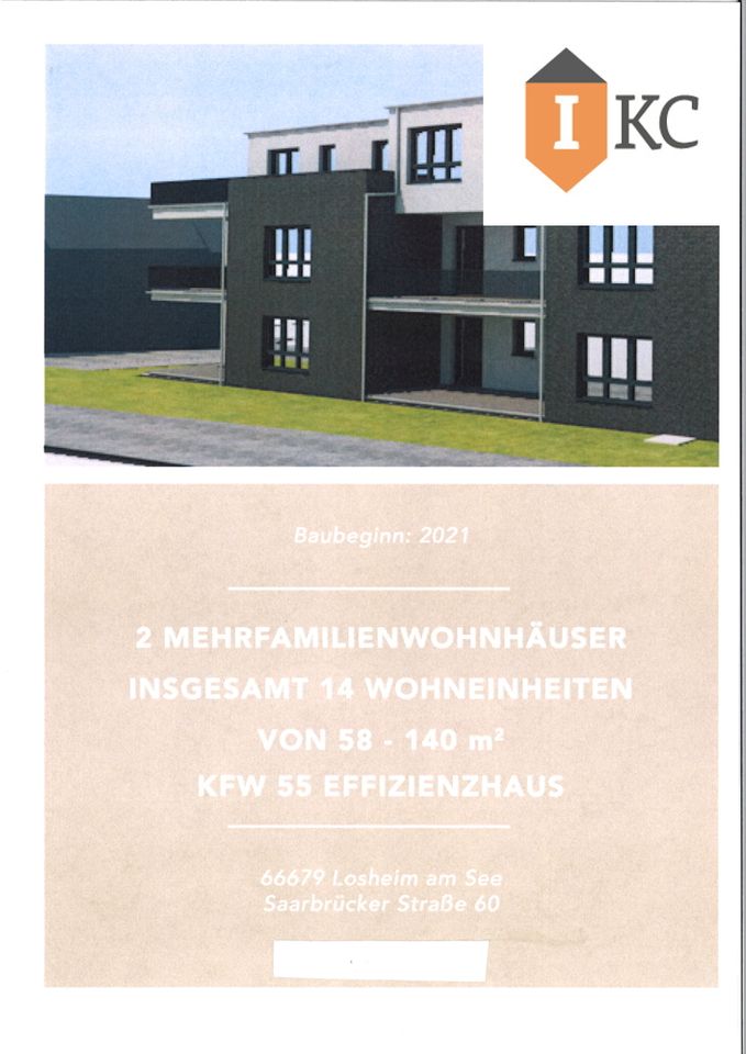 Letzte Wohnung ! Traumhaft Wohnen in Bester Lage in Losheim am See - EG-Wohnung Nr. 9 - 4 ZKB -134m² -  2 Balkone - Aufzug !! in Losheim am See