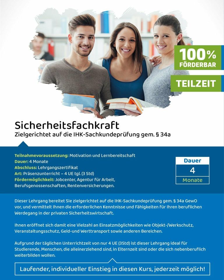 Sicherheitsfachkraft Teilzeit IHK-Sachkundeprüfung gem. § 34a in Köln -  Chorweiler | Angebote für Weiterbildung | eBay Kleinanzeigen ist jetzt  Kleinanzeigen