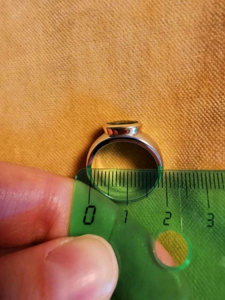 Ring 925 Silber massiv Peridot, Fassung vergoldet bicolor in Fürth