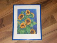 Stickbild "Sonnenblumen", gelb/blau, 19 x 25 cm, Handarbeit Bayern - Grafenwöhr Vorschau