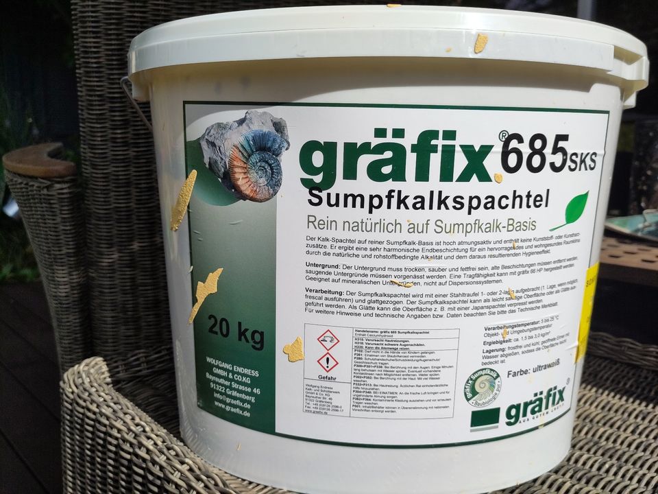 Spachtel/Putz, Sumpfkalk, innen, farbig, neu, 3x20 kg, statt 425 in Geisenheim