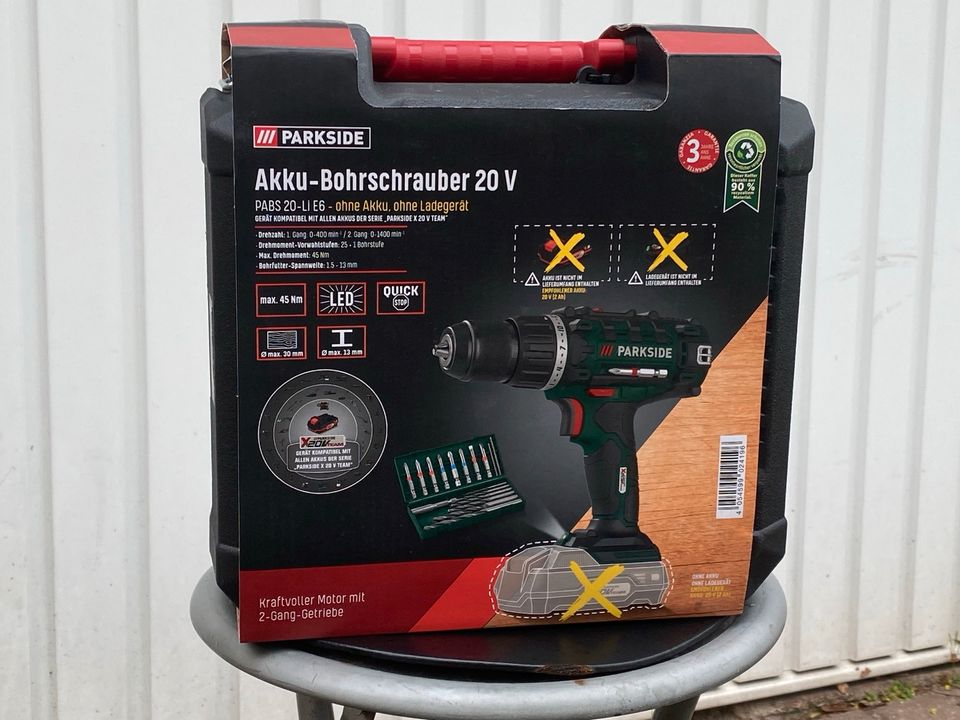 PARKSIDE® 20V Akku-Bohrschrauber PABS 20-Li E6 •Neu Versiegelt• in Hemmingen