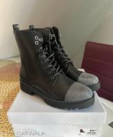 Stiefel Stiefeletten Schnürboots Catwalk Schwarz Glitzer 40 Baden-Württemberg - Weinstadt Vorschau