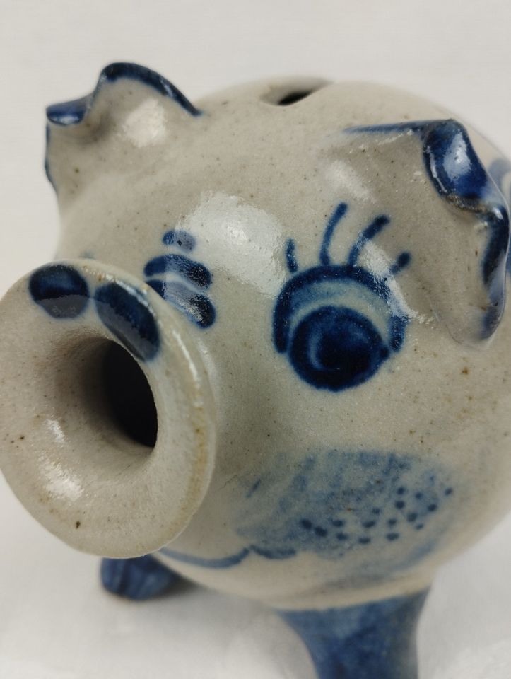 Sparschwein handgetöpfert Keramik Waldenburg grau/blau in Hohenstein-Ernstthal