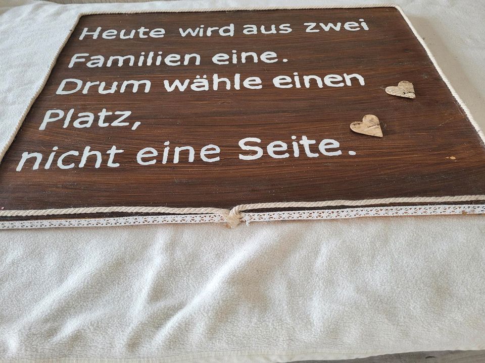 Schild Hochzeit Kirche Famile Deko in Schlüchtern