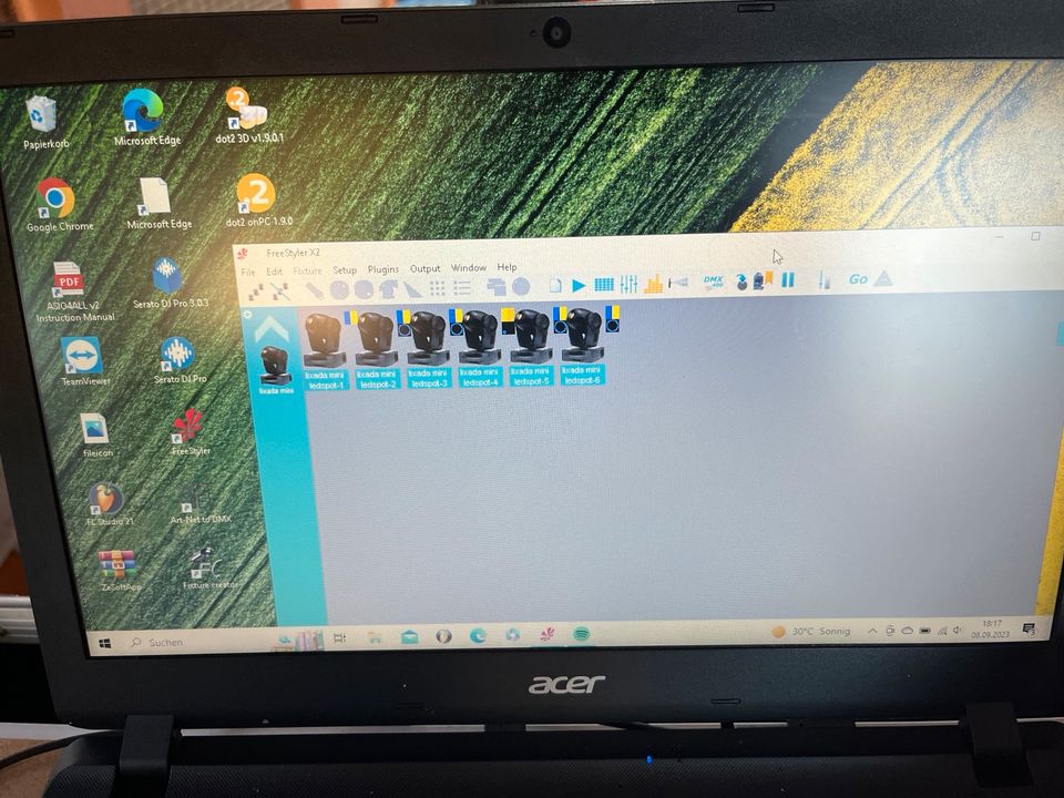 Acer Laptop/dmx Interface/Verfolger/Mashroom/scanner/DJ Licht/ in Morsbach