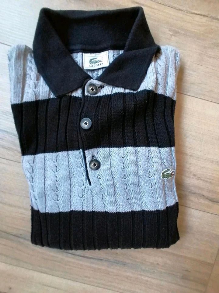 Herren Pullover LACOSTE, Gr.7, 2XL schwarz grau ZOPFMUSTER in Taunusstein