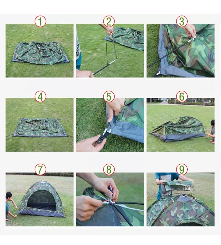 Camping Zelt Wurfzelt Wasserdicht 2-3Personen Campingzelt Trekkin in Bebra